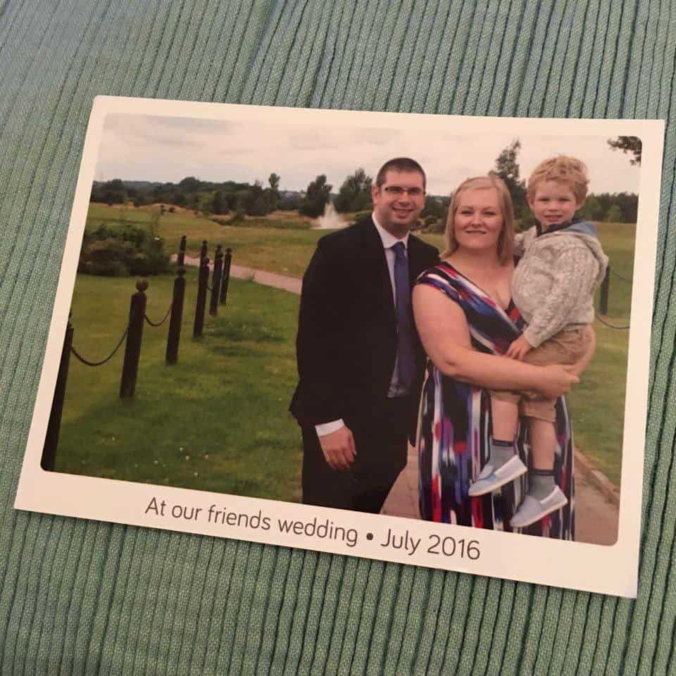 Capturing our family portrait for July at our friends wedding on a Touchnote postcard