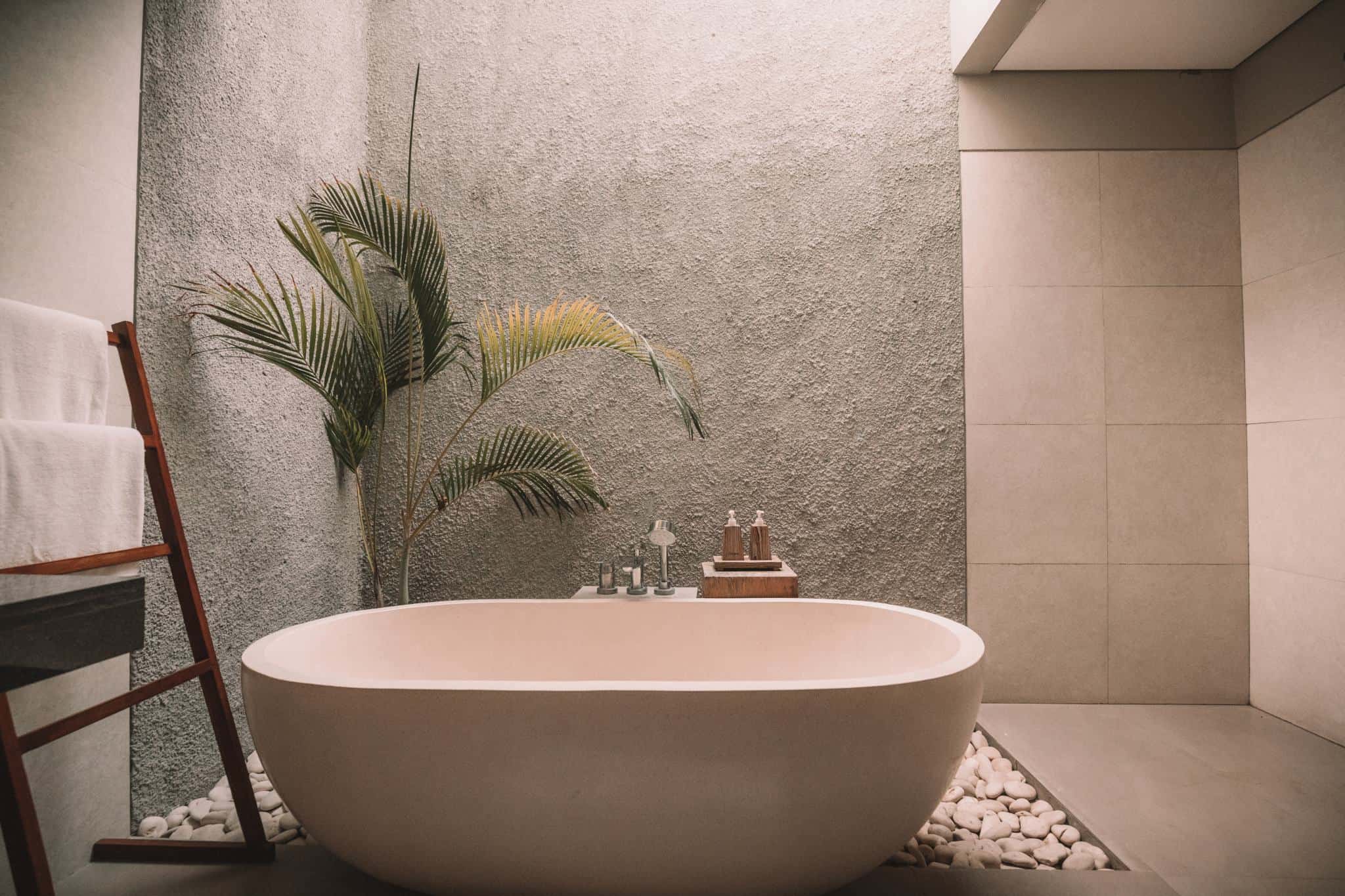 bathroom palm standalone bath