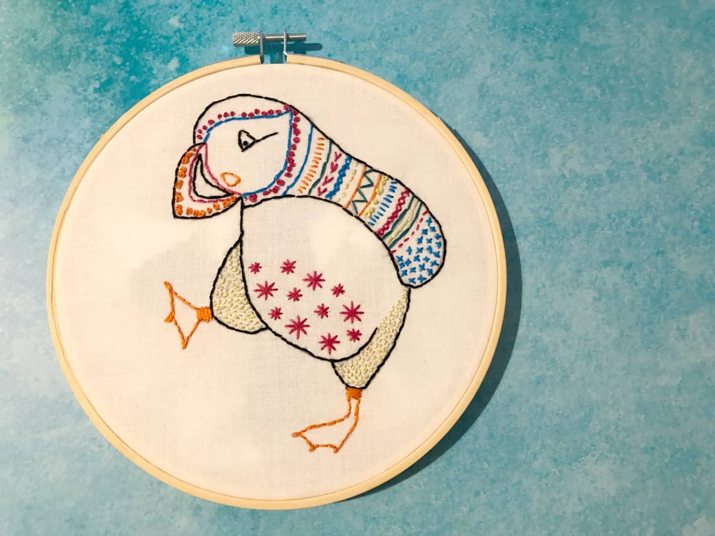 Contemporary Embroidery Kit Puffin