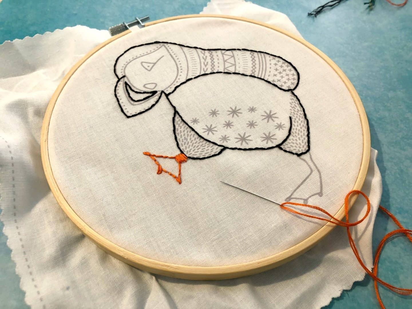 Contemporary Embroidery Kit Puffin