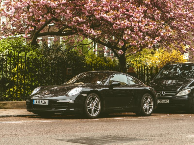 car under blossom