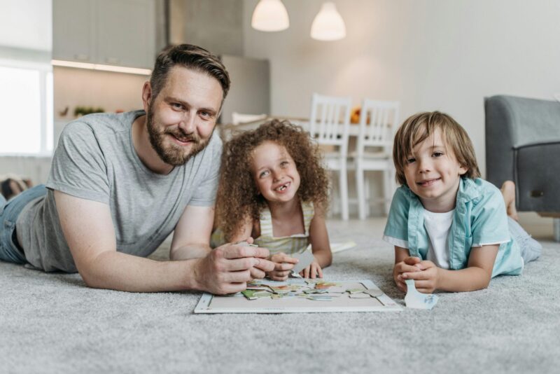 family on carpet flooring